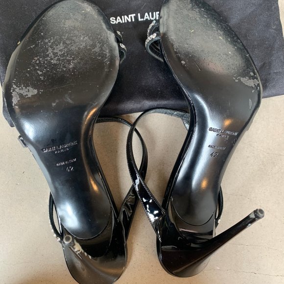 Saint Laurent Paris Embellished Slide Sandals (42) - Picture 3 of 6